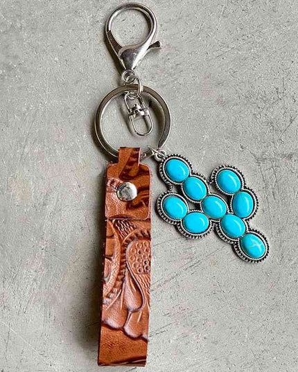 Turquoise Genuine Leather Key Chain