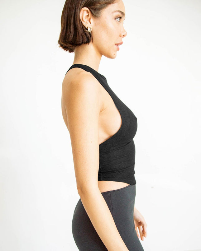 Halter Neck Ribbed Cropped Top