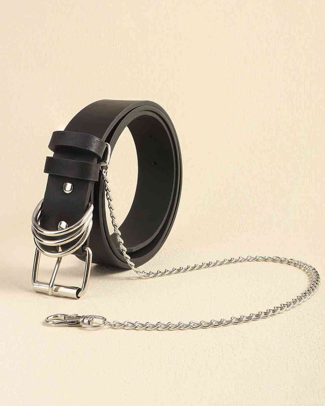 PU Leather Alloy Chain Belt