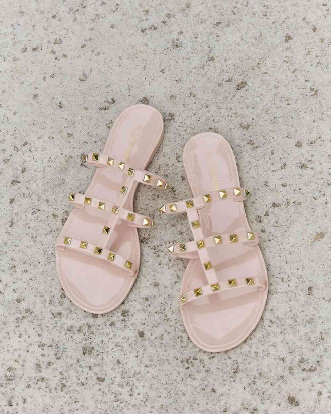 Forever Link Studded Cage Strap Slide Jelly Sandal