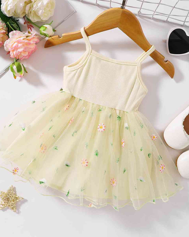 Embroidered Spaghetti Strap V-Neck Dress
