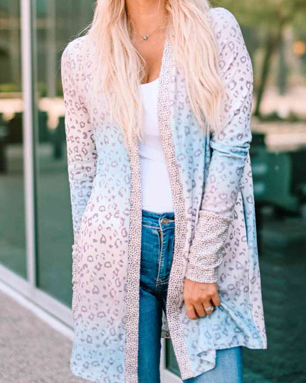 Leopard Gradient Open Front Cardigan