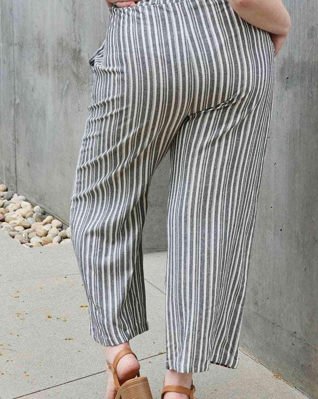 Heimish Find Your Path Full Size Paperbag Waist Striped Culotte Pants