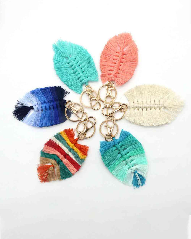 Assorted 4-Pack Leaf Shape Fringe Keychain