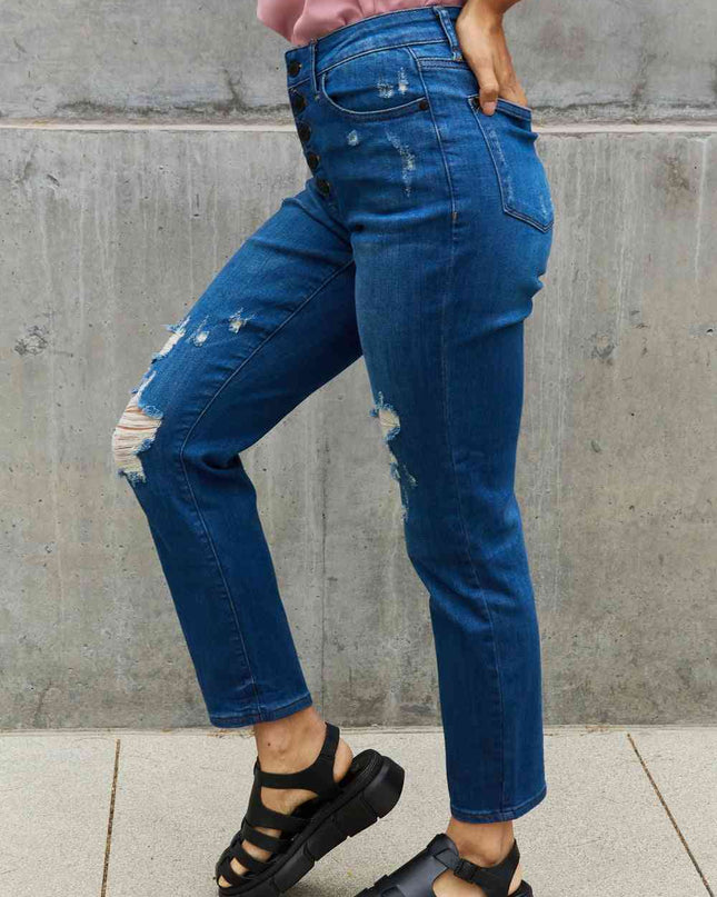 Judy Blue Melanie Full Size High Waisted Distressed Boyfriend Jeans