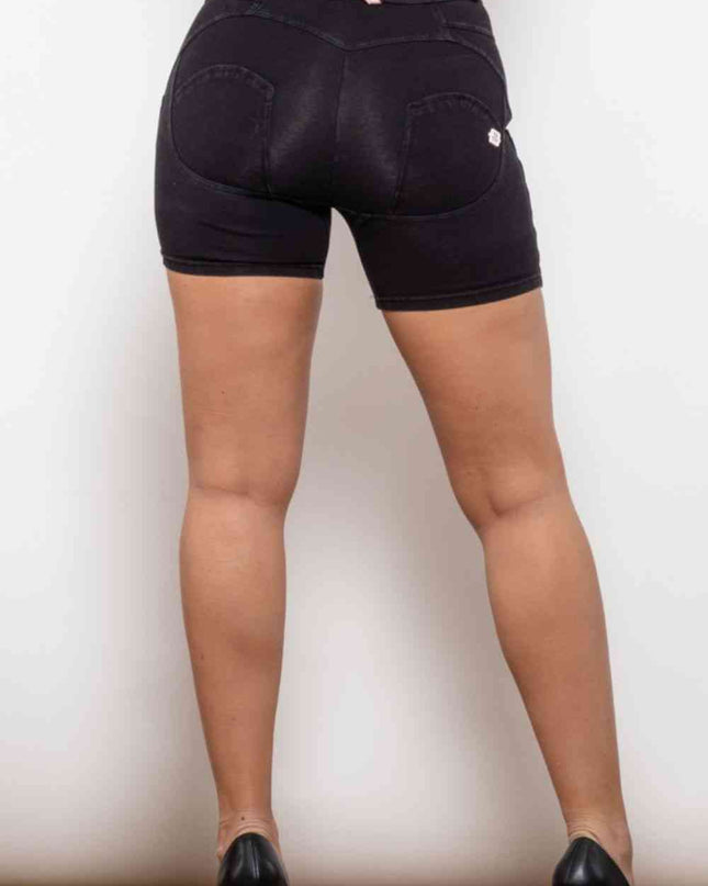Full Size Side Stripe Buttoned Denim Shorts