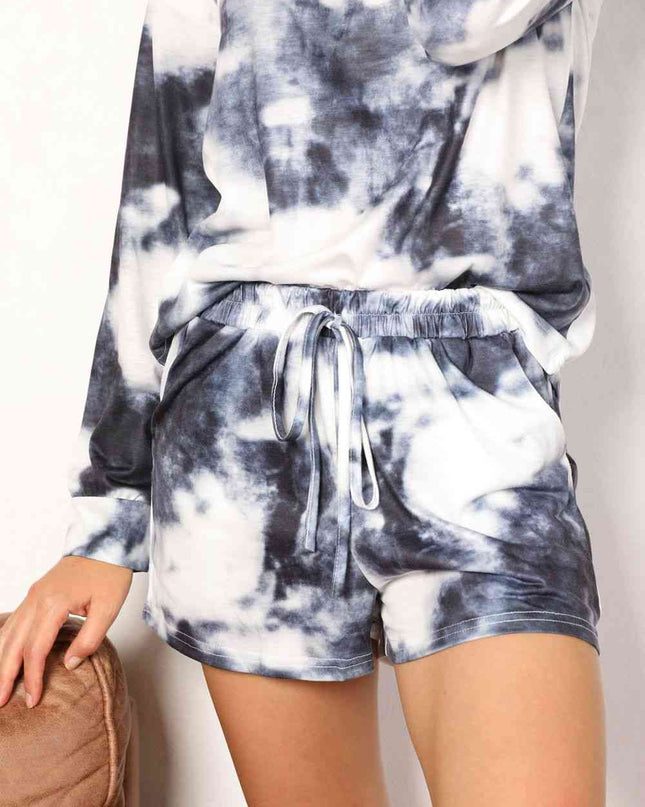 Double Take Tie-Dye Round Neck Top and Shorts Lounge Set