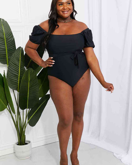 Marina West Swim Salty Air Puff Sleeve One-Piece in Black