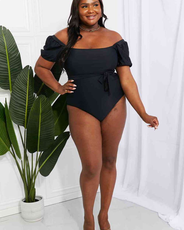 Marina West Swim Salty Air Puff Sleeve One-Piece in Black