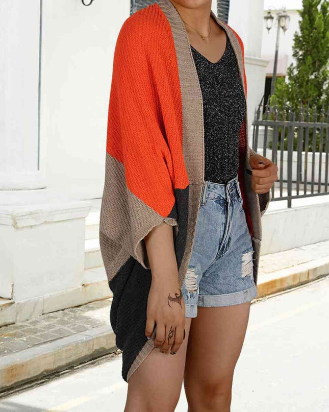 Color Block Open Front Cardigan