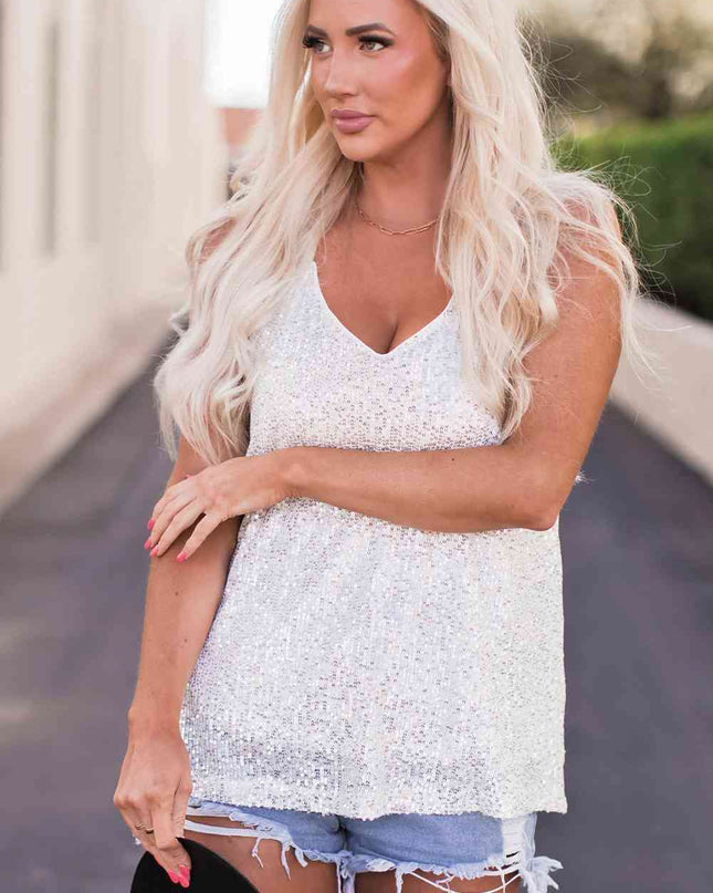 Sequin V-Neck Cami Top