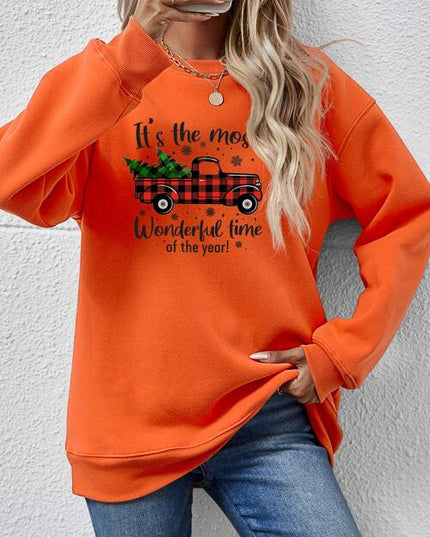 Graphic Round Neck Long Sleeve Sweatshirt