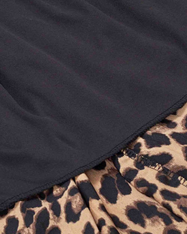 Plus Size Leopard Print Midi Skirt