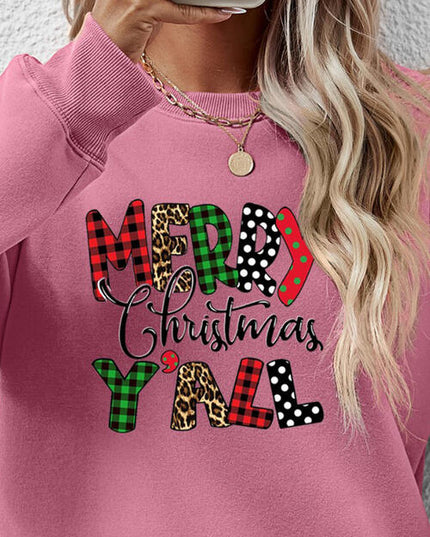 Letter Graphic Round Neck Long Sleeve Sweatshirt