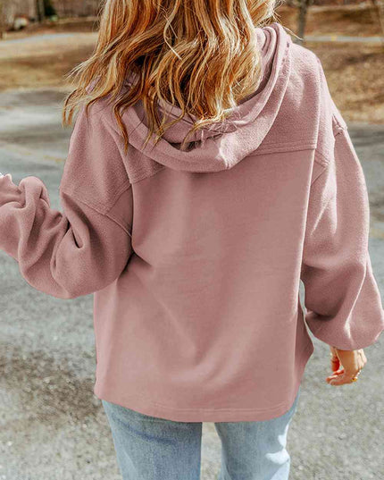 Zip-Up Drawstring Hooded Jacket