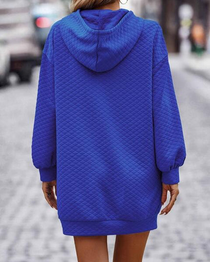 Textured Drawstring Tunic Hoodie
