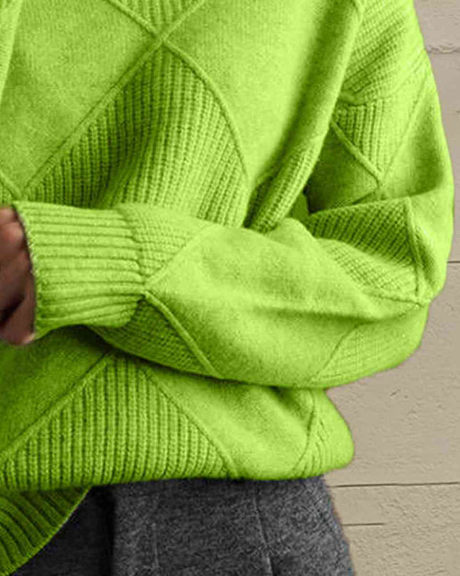 Geometric Turtleneck Long Sleeve Sweater