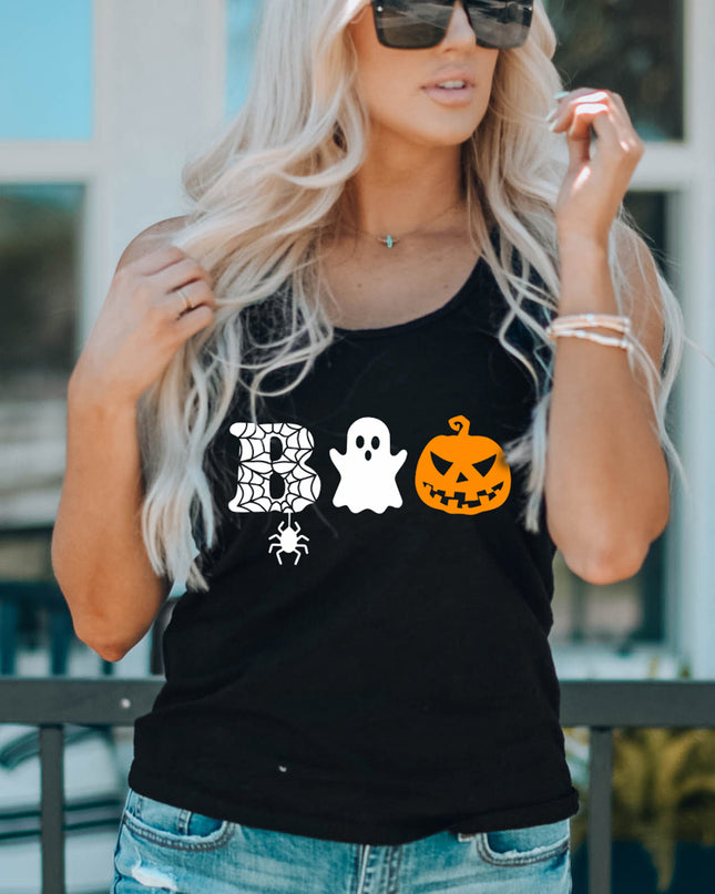 Round Neck BOO Graphic Tank Top