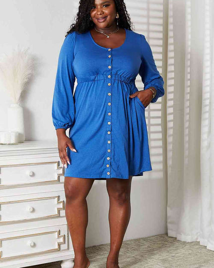 Double Take Scoop Neck Empire Waist Long Sleeve Magic Dress