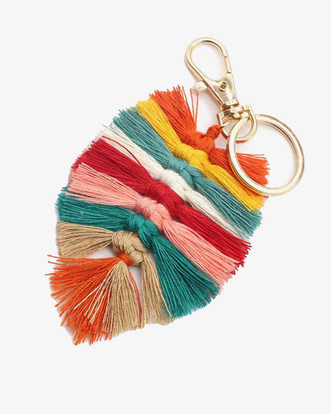 Assorted 4-Pack Leaf Shape Fringe Keychain