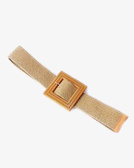 Square Buckle Elastic Braid Belt