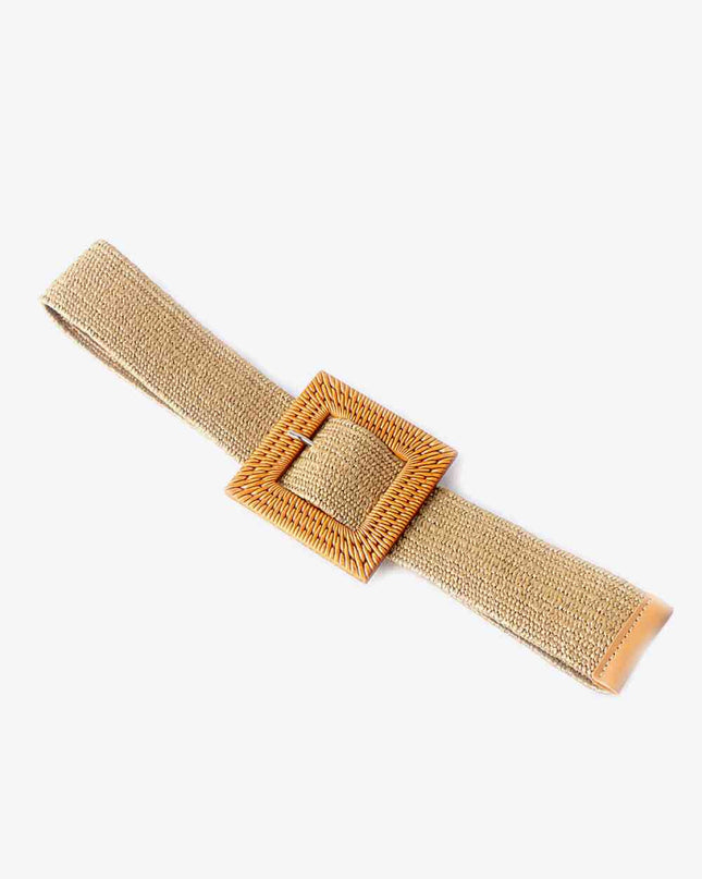 Square Buckle Elastic Braid Belt