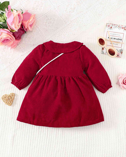 Peter Pan Collar Buttoned Long Sleeve Dress