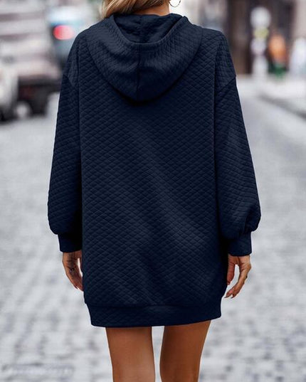 Textured Drawstring Tunic Hoodie