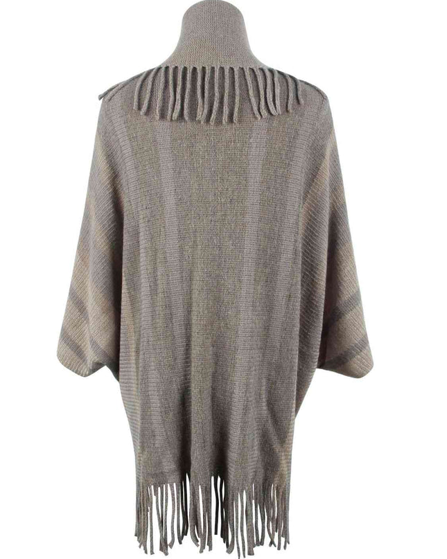 Fringe Detail Open Front Poncho