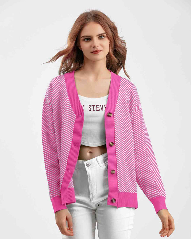 Button Down V-Neck Cardigan