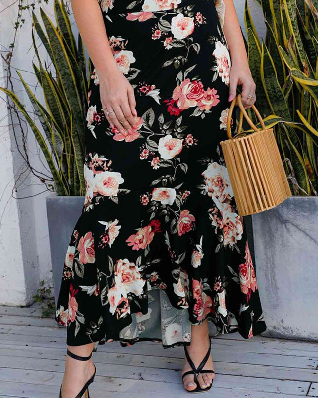 Plus Size Floral High-Rise Skirt