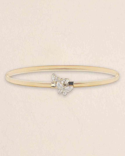 Rhinestone Butterfly Elastic Metal Belt