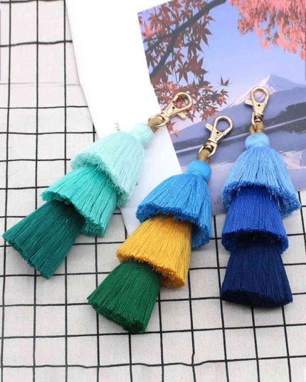 Assorted 4-Pack Multicolored Fringe Keychain