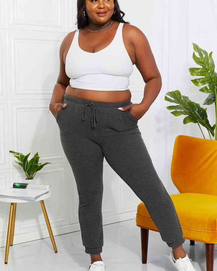 Blumin Apparel Full Size Easy Living Ribbed Joggers