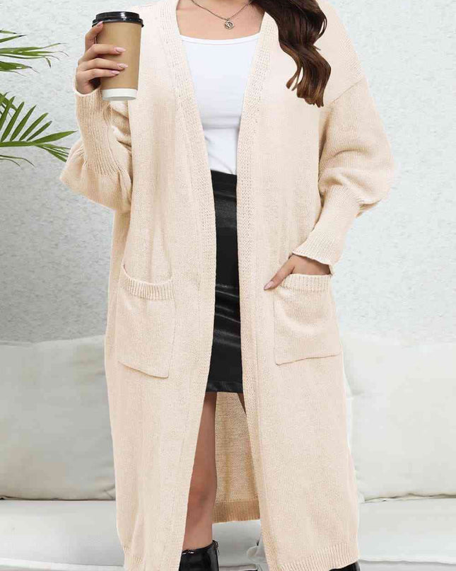 Open Front Dropped Shoulder Cardigan