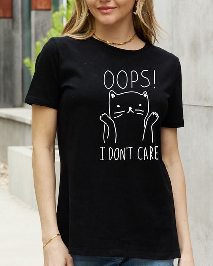 Simply Love Full Size OOPS I DON’T CARE Graphic Cotton Tee