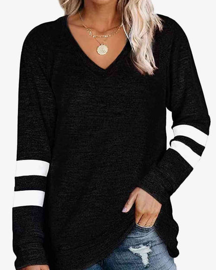Striped Contrast Raglan Sleeve Top