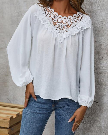 Lace Detail Balloon Sleeve Blouse