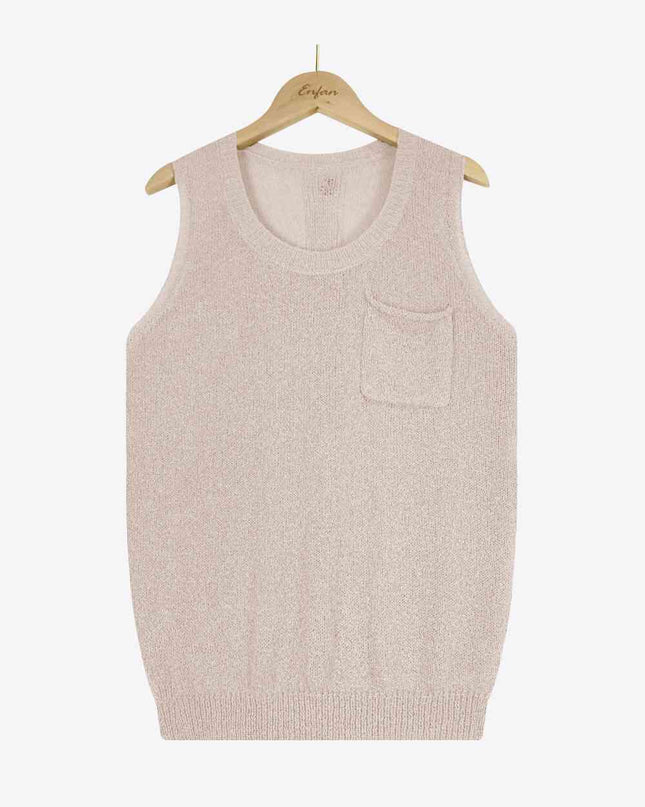 Buttoned Pocket Knit Tank