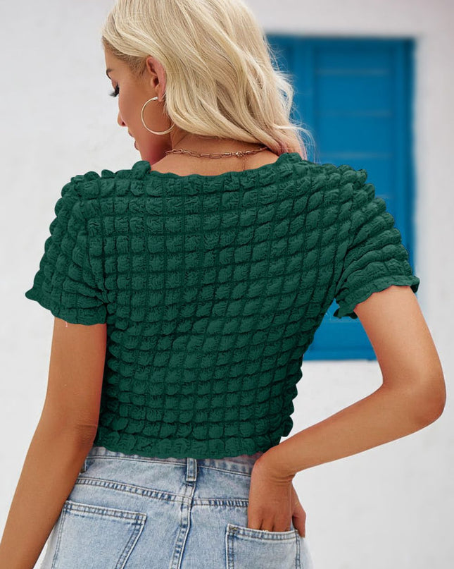 Round Neck Short Sleeve Crop Top