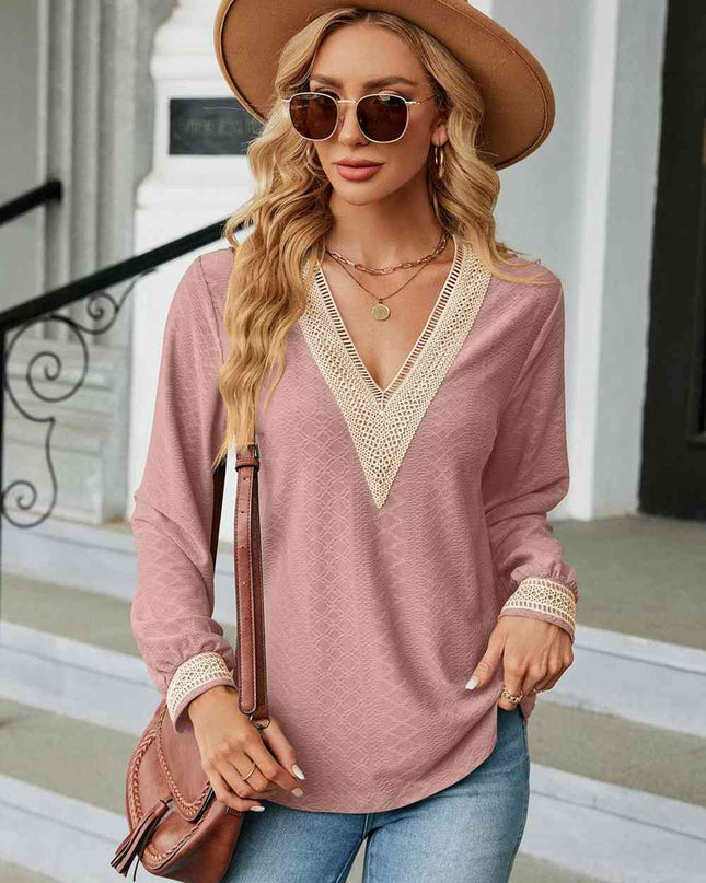 V-Neck Long Sleeve Blouse