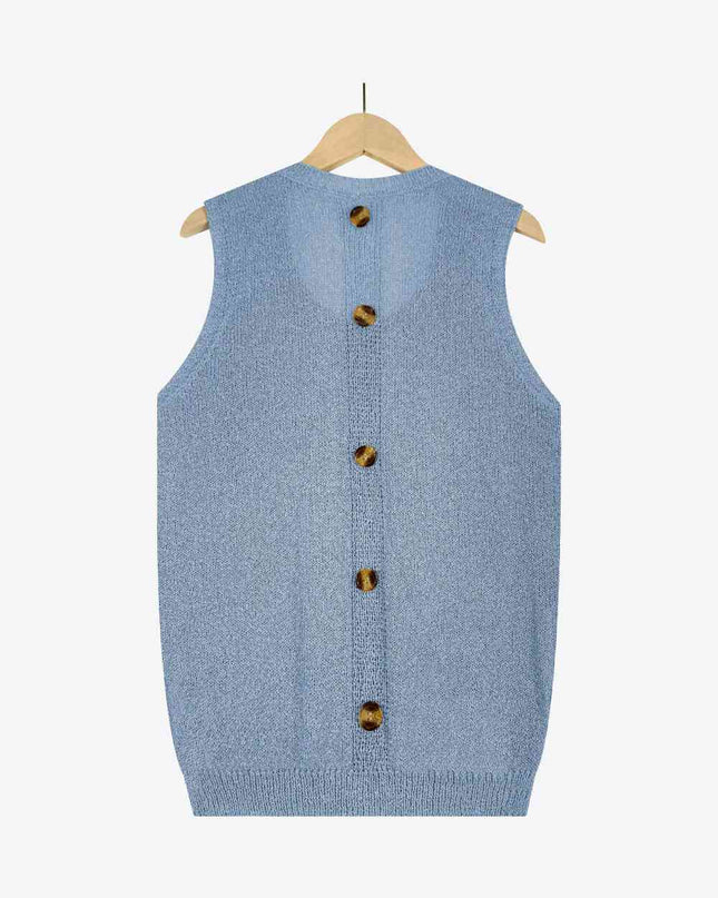 Buttoned Pocket Knit Tank