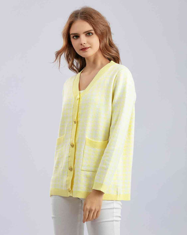 Houndstooth Button Down Cardigan