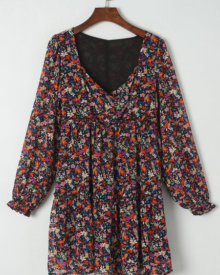 Floral Long Sleeve Mini Dress