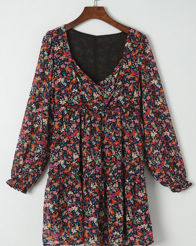 Floral Long Sleeve Mini Dress
