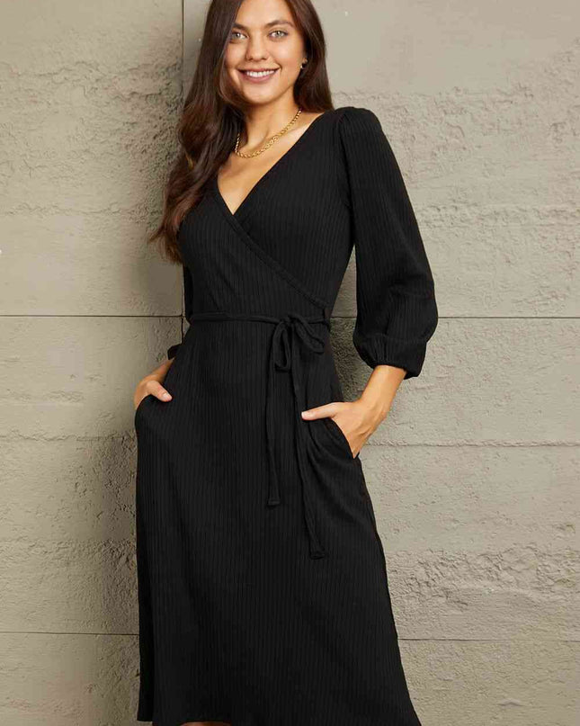 Culture Code Full Size Surplice Flare Ruching Dress