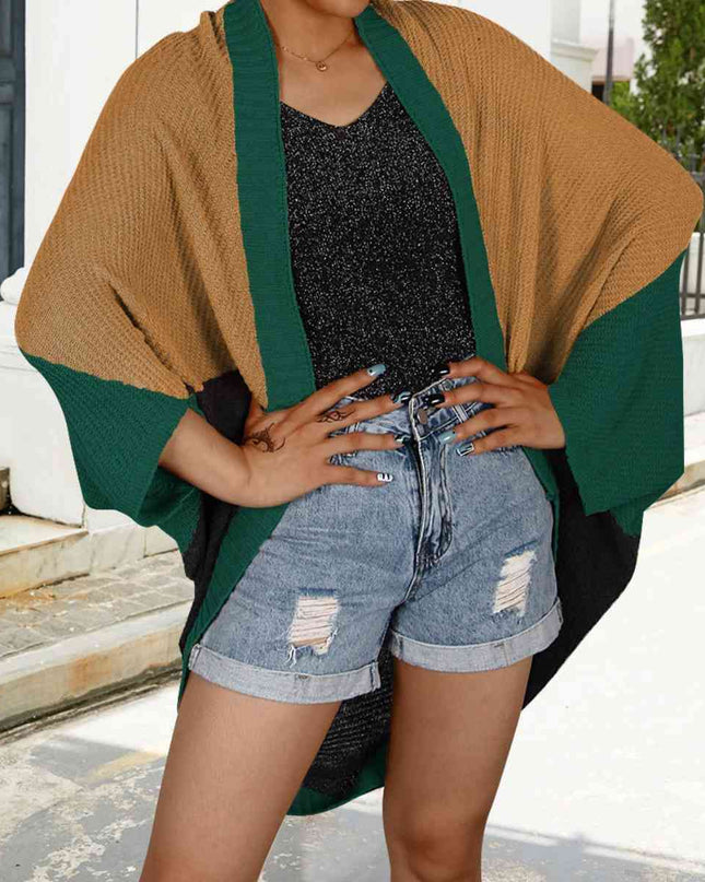 Color Block Open Front Cardigan