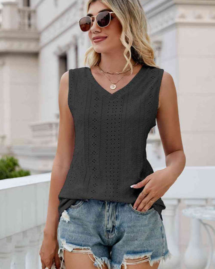 Eyelet V-Neck Tank