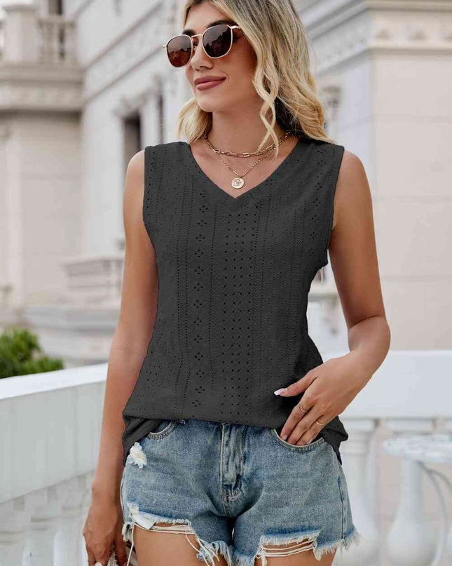 Eyelet V-Neck Tank