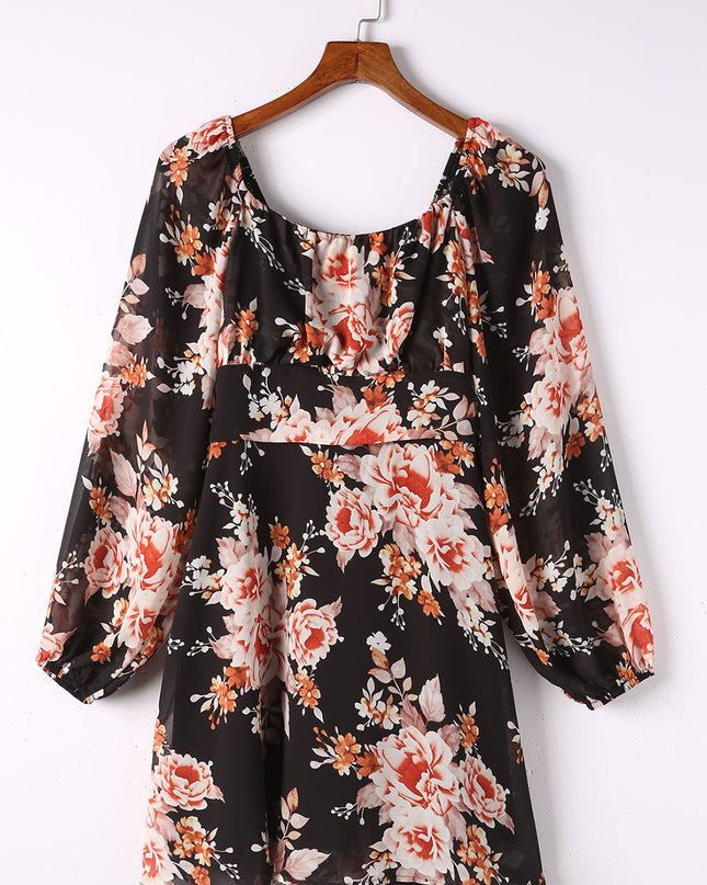 Floral Tied Balloon Sleeve Dress